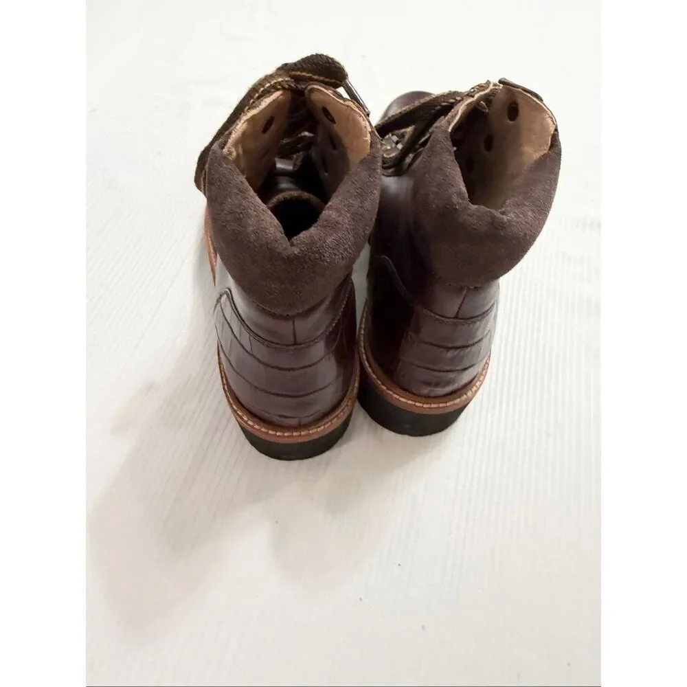 JOULES MONTROSE HIKING LEATHER BOOTS IN CHESTNUT COLOR WOMEN US 5 EU 36